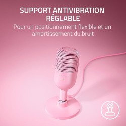 Razer Seiren V3 Mini - Microphone USB ultra-compact (microphone à condensateur 14 mm, directivité supercardioïde, détecteur de m