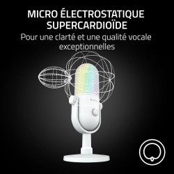Razer Seiren V3 Chroma - Microphone USB RGB - Microphone à condensateur supercardioïde avec Tap-to-Mute (éclairage réactif, limi