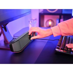 Trust Gaming GXT 1619 Rhox Barre de Son RGB 12W (6W RMS), Enceinte PC Stéréo Alimentation USB, Format Compact, Câble AUX 3.5 mm,