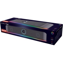 Trust Gaming GXT 1619 Rhox Barre de Son RGB 12W (6W RMS), Enceinte PC Stéréo Alimentation USB, Format Compact, Câble AUX 3.5 mm,
