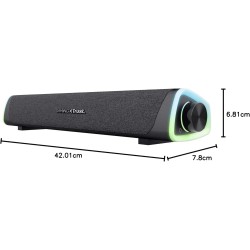 Trust Gaming GXT 620 Axon Barre de Son à Éclairage RGB 12W, Alimentation USB, 3.5mm AUX, Enceinte PC pour Ordinateur Portable, S