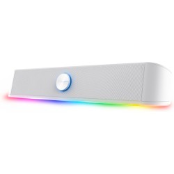 Trust Gaming GXTrust 1619W Rhox Barre de Son Éclairée RGB, Enceintes Stéréo 2.0 Éclairage LED, 12W, Alimentation USB, Câble AUX 