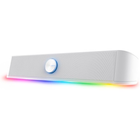 Trust Gaming GXTrust 1619W Rhox Barre de Son Éclairée RGB, Enceintes Stéréo 2.0 Éclairage LED, 12W, Alimentation USB, Câble AUX 