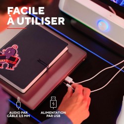 Trust Gaming GXTrust 1619W Rhox Barre de Son Éclairée RGB, Enceintes Stéréo 2.0 Éclairage LED, 12W, Alimentation USB, Câble AUX 