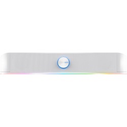 Trust Gaming GXTrust 1619W Rhox Barre de Son Éclairée RGB, Enceintes Stéréo 2.0 Éclairage LED, 12W, Alimentation USB, Câble AUX 
