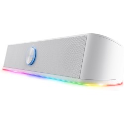 Trust Gaming GXTrust 1619W Rhox Barre de Son Éclairée RGB, Enceintes Stéréo 2.0 Éclairage LED, 12W, Alimentation USB, Câble AUX 