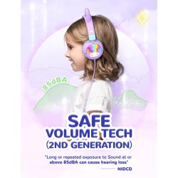 iClever Casque Audio Enfant, d'oreilles de Chat avec Éclairage LED, Volume Limité 85dba, Son Stéréo, Casque d'Écoute pour Enfant