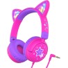 iClever Casque Audio Enfant, d'oreilles de Chat avec Éclairage LED, Volume Limité 85dba, Son Stéréo, Casque d'Écoute pour Enfant