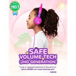iClever Casque Audio Enfant, d'oreilles de Chat avec Éclairage LED, Volume Limité 85dba, Son Stéréo, Casque d'Écoute pour Enfant