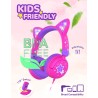 iClever Casque Audio Enfant, d'oreilles de Chat avec Éclairage LED, Volume Limité 85dba, Son Stéréo, Casque d'Écoute pour Enfant