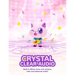 iClever Casque Audio Enfant, d'oreilles de Chat avec Éclairage LED, Volume Limité 85dba, Son Stéréo, Casque d'Écoute pour Enfant