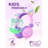 iClever Casque Audio Enfant, d'oreilles de Chat avec Éclairage LED, Volume Limité 85dba, Son Stéréo, Casque d'Écoute pour Enfant