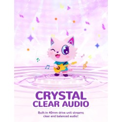 iClever Casque Audio Enfant, d'oreilles de Chat avec Éclairage LED, Volume Limité 85dba, Son Stéréo, Casque d'Écoute pour Enfant