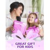 iClever Casque Audio Enfant, d'oreilles de Chat avec Éclairage LED, Volume Limité 85dba, Son Stéréo, Casque d'Écoute pour Enfant