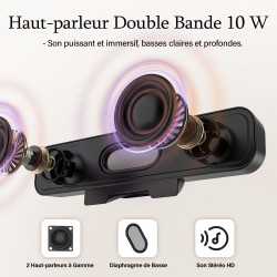 ZETIY Enceinte PC, USB Haut-Parleur PC pour Moniteur, Mini Barre de Son avec Clipser pour Ordinateur Portable, Ordinateur de Bur