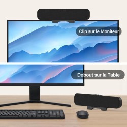 ZETIY Enceinte PC, USB Haut-Parleur PC pour Moniteur, Mini Barre de Son avec Clipser pour Ordinateur Portable, Ordinateur de Bur