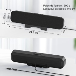 ZETIY Enceinte PC, USB Haut-Parleur PC pour Moniteur, Mini Barre de Son avec Clipser pour Ordinateur Portable, Ordinateur de Bur