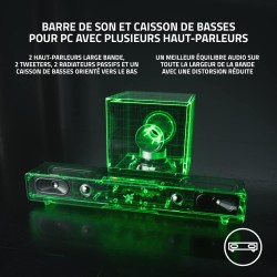 Razer leviathan v2 - barre de son avec caisson de basses (pour le gaming, haut-parleurs multiples, son thx spatial audio, bleuto