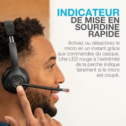 Jlab go work casque bleutooth sans fil avec micro, 2e génération - +55h d'autonomie, bleutooth ou dongle usb-c avec connexion mu