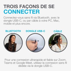 Jlab go work casque bleutooth sans fil avec micro, 2e génération - +55h d'autonomie, bleutooth ou dongle usb-c avec connexion mu