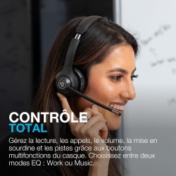 Jlab go work casque bleutooth sans fil avec micro, 2e génération - +55h d'autonomie, bleutooth ou dongle usb-c avec connexion mu
