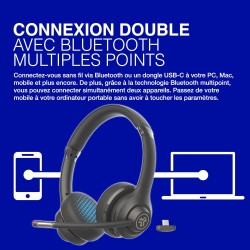Jlab go work casque sans fil de 2e génération avec microphone – plus de 55 heures de lecture bleutooth ou usb-c dongle pc, conne