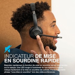 Jlab go work casque sans fil de 2e génération avec microphone – plus de 55 heures de lecture bleutooth ou usb-c dongle pc, conne
