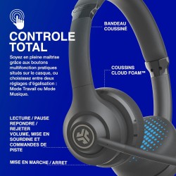 Jlab go work casque sans fil de 2e génération avec microphone – plus de 55 heures de lecture bleutooth ou usb-c dongle pc, conne