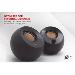 Creative Labs Pebble 4.4W Noir haut-parleur - Hauts-parleurs (2.0 canaux, Avec fil, 3,5 mm, 4,4 W, 100 - 17000 Hz, Blanc)