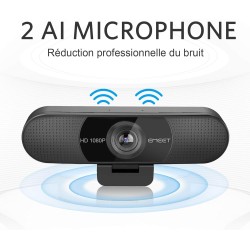 eMeet Webcam 1080P- Webcam C960 Full HD avec Double Microphone, Paramètres réglables, Grand Angle 90 ° avec Correction Automatiq
