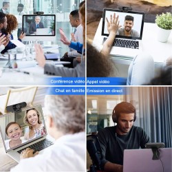 eMeet Webcam 1080P- Webcam C960 Full HD avec Double Microphone, Paramètres réglables, Grand Angle 90 ° avec Correction Automatiq