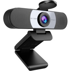 eMeet Webcam 1080P- Webcam C960 Full HD avec Double Microphone, Paramètres réglables, Grand Angle 90 ° avec Correction Automatiq