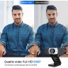 eMeet Webcam 1080P- Webcam C960 Full HD avec Double Microphone, Paramètres réglables, Grand Angle 90 ° avec Correction Automatiq