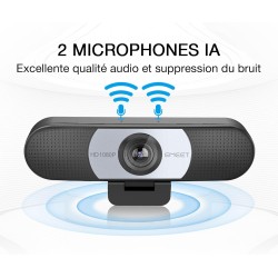 eMeet Webcam 1080P- Webcam C960 Full HD avec Double Microphone, Paramètres réglables, Grand Angle 90 ° avec Correction Automatiq