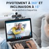 EMEET Webcam HD C960 AF 1080P avec cache d'objectif et micro doubles, caméra 360° avec correction de lumière, Plug & Play, idéal