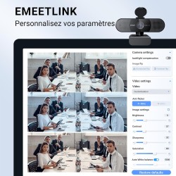 EMEET Webcam HD C960 AF 1080P avec cache d'objectif et micro doubles, caméra 360° avec correction de lumière, Plug & Play, idéal