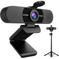 eMeet HD Webcam - C960 Kit 1080P Webcam avec Cache-Objectif & Double Microphone, Caméra 90 ° Streaming avec Correction Automatiq