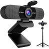 eMeet HD Webcam - C960 Kit 1080P Webcam avec Cache-Objectif & Double Microphone, Caméra 90 ° Streaming avec Correction Automatiq