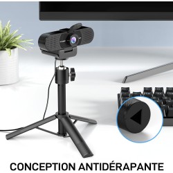 eMeet HD Webcam - C960 Kit 1080P Webcam avec Cache-Objectif & Double Microphone, Caméra 90 ° Streaming avec Correction Automatiq