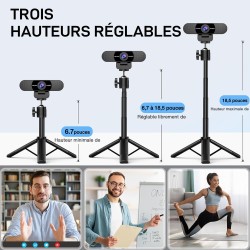 eMeet HD Webcam - C960 Kit 1080P Webcam avec Cache-Objectif & Double Microphone, Caméra 90 ° Streaming avec Correction Automatiq