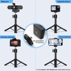 eMeet HD Webcam - C960 Kit 1080P Webcam avec Cache-Objectif & Double Microphone, Caméra 90 ° Streaming avec Correction Automatiq