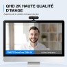 eMeet Webcam C960 2K, Webcam QHD avec Cache d'objectif et Double Microphone, autofocus TOF, caméra de Streaming 76° avec Correct