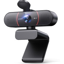 eMeet Webcam 4K, Webcam UHD avec Cache d'objectif et Double Microphone, autofocus PDAF, caméra de Streaming 73° avec Correction 