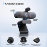 eMeet Webcam 4K, Webcam UHD avec Cache d'objectif et Double Microphone, autofocus PDAF, caméra de Streaming 73° avec Correction 