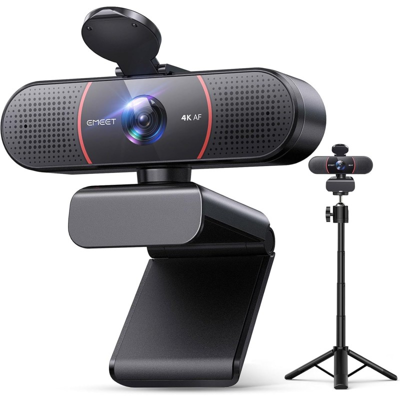 eMeet Webcam C960 4K Kit, Webcam Ultra HD avec Capuchon d'objectif et Deux Microphones, Mise au Point Automatique PDAF, Caméra d