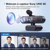 eMeet Webcam C960 4K Kit, Webcam Ultra HD avec Capuchon d'objectif et Deux Microphones, Mise au Point Automatique PDAF, Caméra d