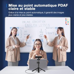 eMeet Webcam C960 4K Kit, Webcam Ultra HD avec Capuchon d'objectif et Deux Microphones, Mise au Point Automatique PDAF, Caméra d