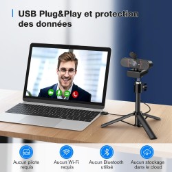 eMeet Webcam C960 4K Kit, Webcam Ultra HD avec Capuchon d'objectif et Deux Microphones, Mise au Point Automatique PDAF, Caméra d