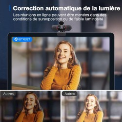 eMeet Webcam C960 4K Kit, Webcam Ultra HD avec Capuchon d'objectif et Deux Microphones, Mise au Point Automatique PDAF, Caméra d