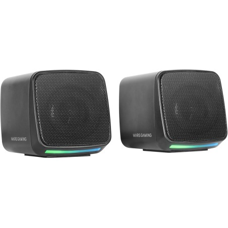 Mars Gaming MS-Pro, Enceintes Compactes 10W, Éclairage RGB Flow Dynamique, Enceinte PC avec Boîtier Contrôle et Entrée Jack 3.5m